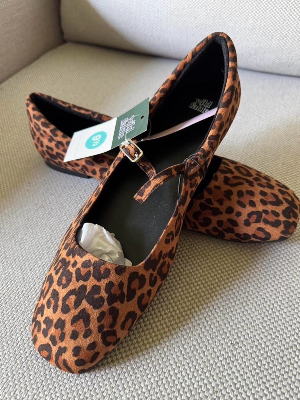 Leopard Print Mary Jane Flats - Brown